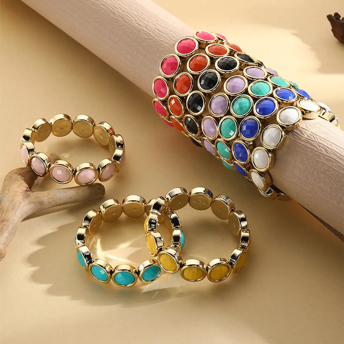 women’s colorful bangle bracelets-Casual Simple Style Geometric Arylic Resin Wholesale Bracelets