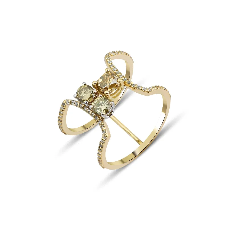 women’s solitaire rings-Sonia Star 18K Gold Ring w. Diamonds