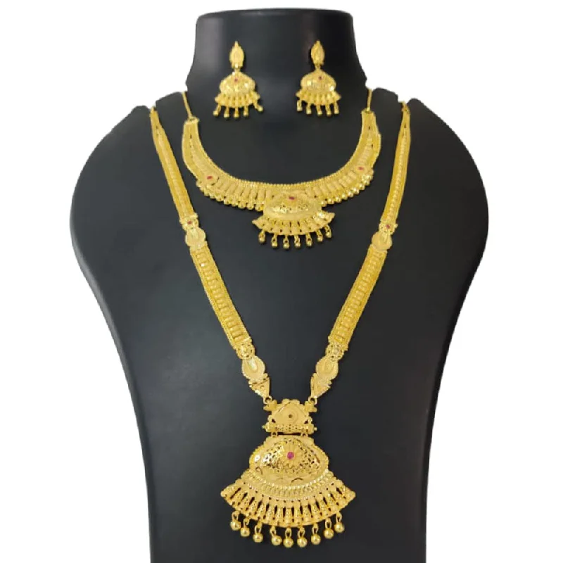 women’s custom necklaces-Pari Art Jewellery Forming Gold Necklace Combo