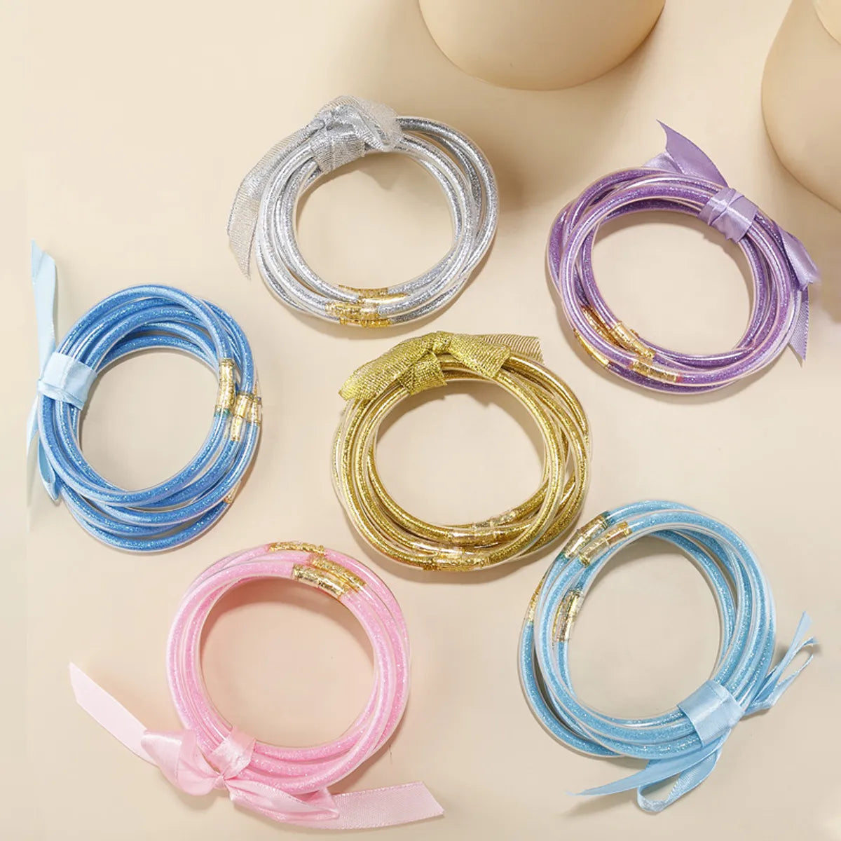 women’s twisted bangles-Fashion Bow Knot Plastic Bracelets