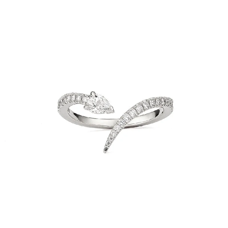 women’s eternity rings-Drop Swirl 18K Whitegold Ring w. Diamonds