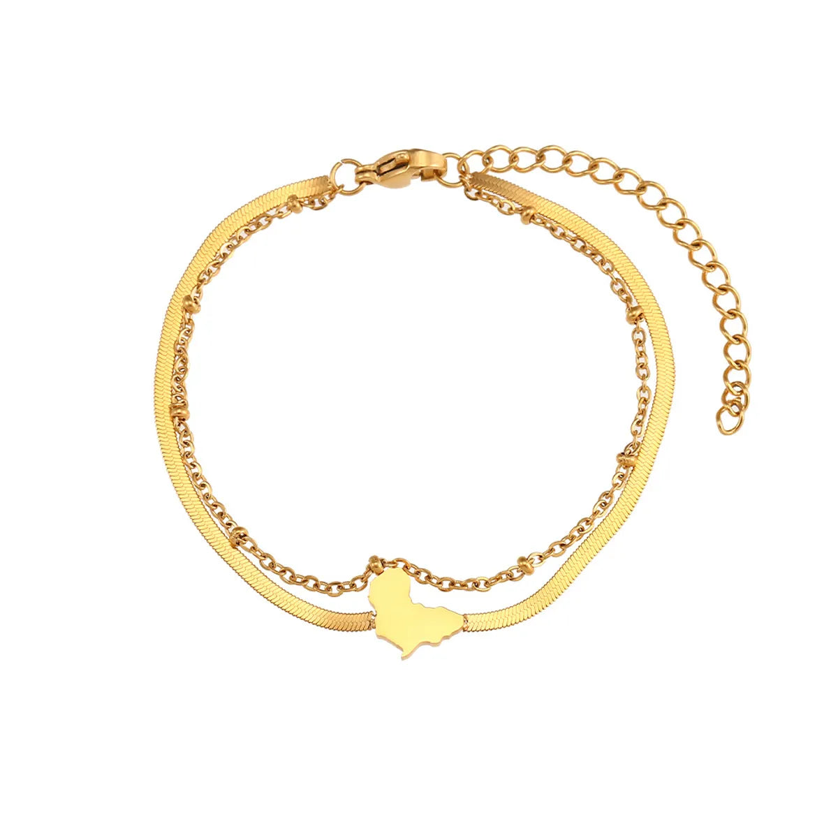 Beads Blade Chain Double Layer Map Bracelet-Gold