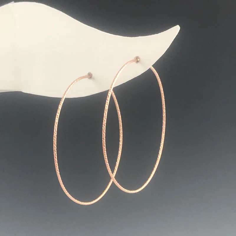 women’s sapphire earrings-Rose Gold Hoops - M