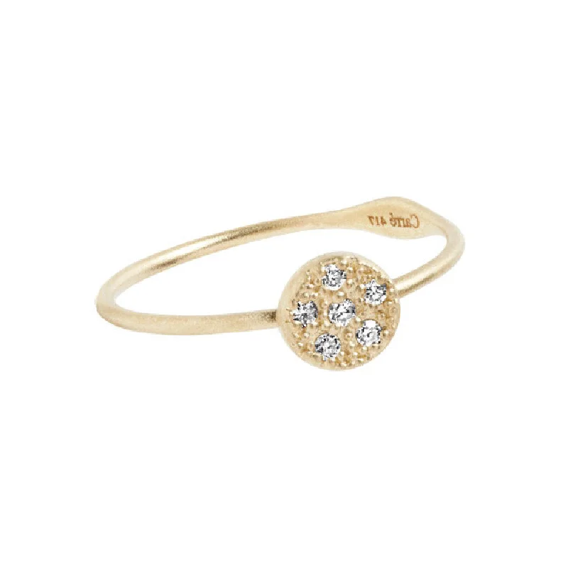 women’s birthstone diamond rings-Circle White 10K Gold Ring w. Diamonds