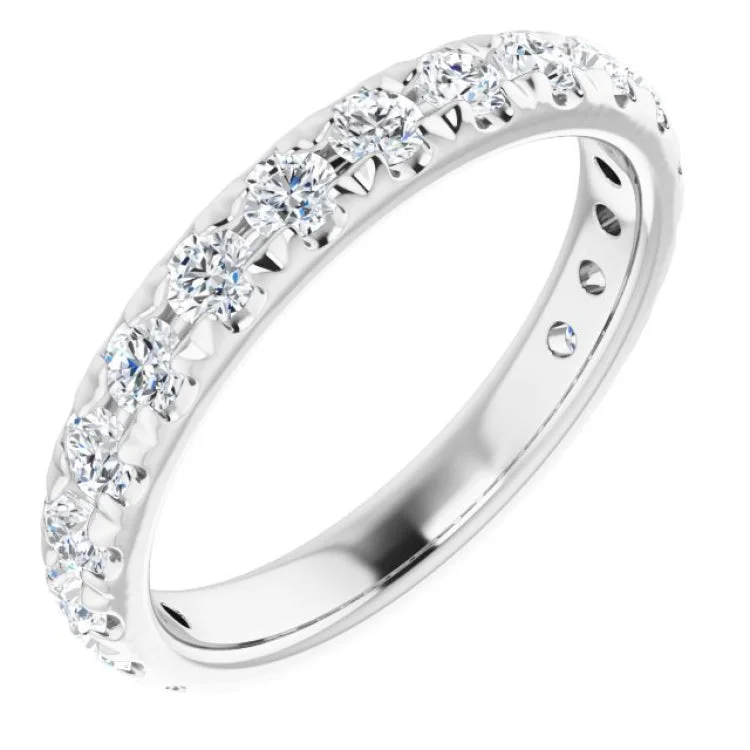 women’s large rings-14K White 1 CTW Natural Diamond French-Set Anniversary Band