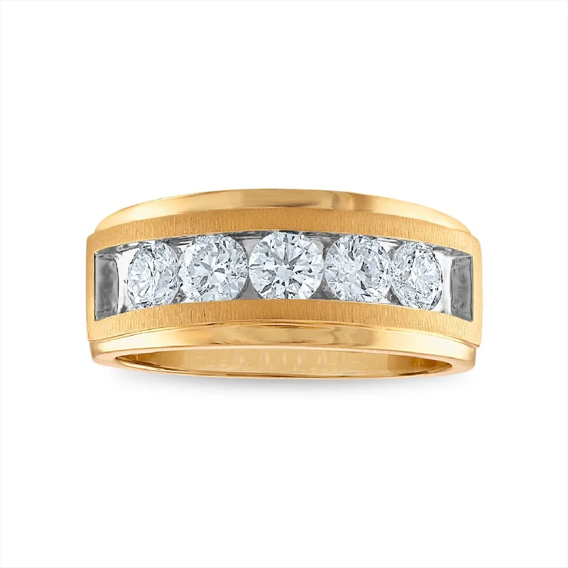 women’s designer engagement rings-Signature EcoLove 1-1/2 CTW Lab Grown Diamond Wedding Ring in 14KT Yellow Gold