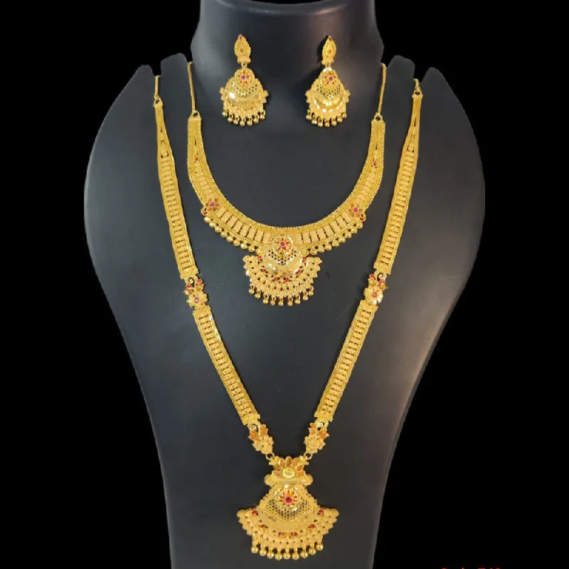 women’s handcrafted necklaces-Pari Art Jewellery Forming Gold Necklace Combo