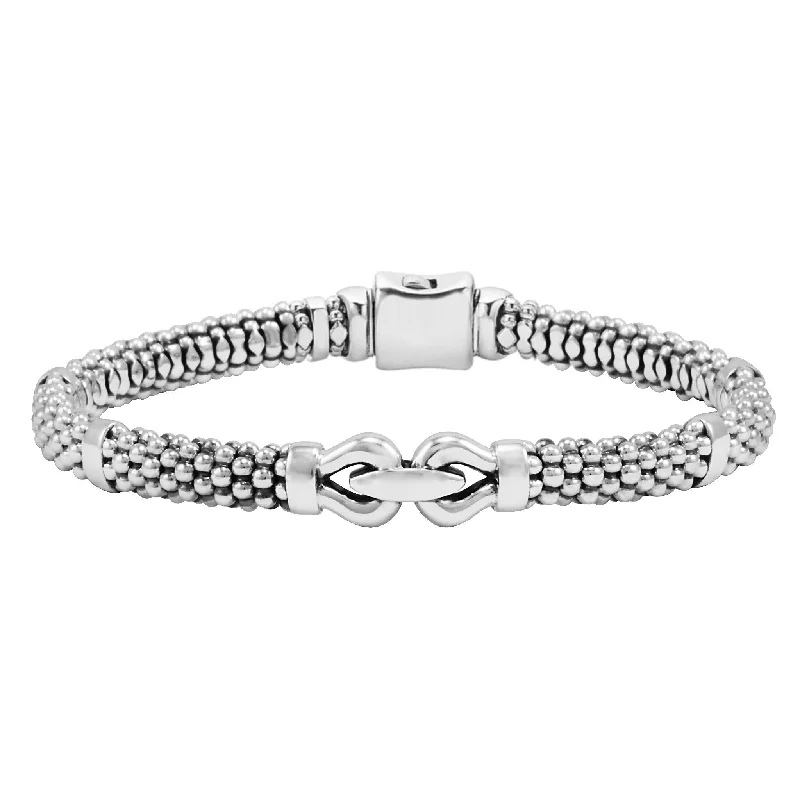 women’s personalized bracelets-Lagos Sterling Silver Caviar Signature Derby 6mm Bracelet