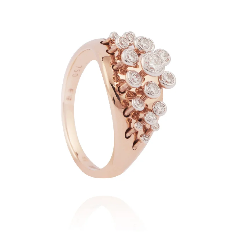 women’s anniversary rings-Queen Wave   18K Rosegold Ring w. Diamonds