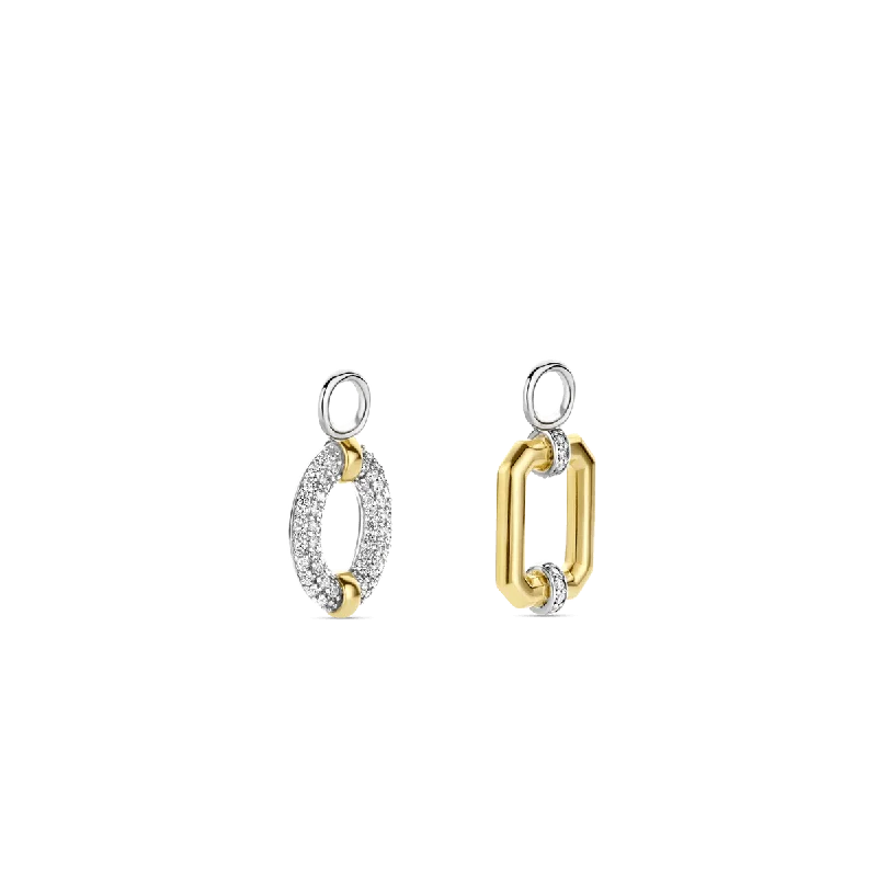 women’s handmade earrings-Ti Sento 18ct Gold Vermeil Ear Charms with Cubic Zirconia Stones