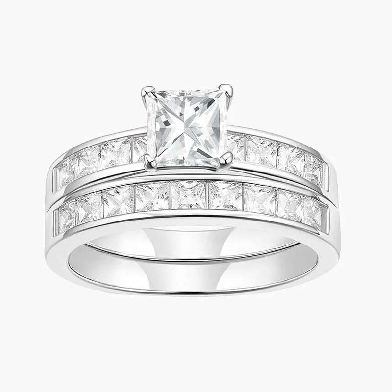 women’s unique diamond engagement rings-1 Carat Princess Cut Bridal Set Wedding Ring