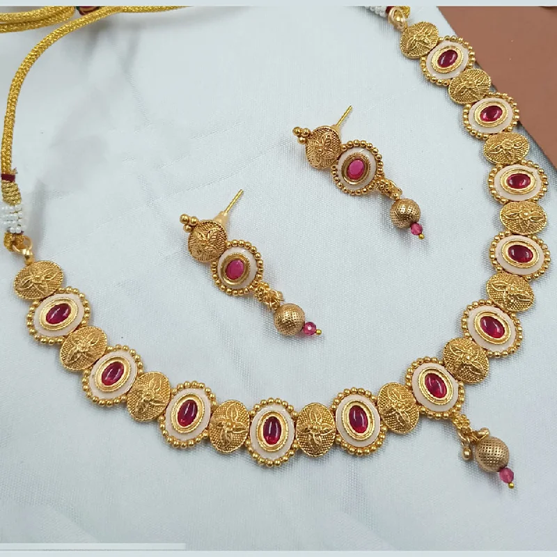 women’s classic necklaces-Padmawati Bangles Gold Plated Pota Stone And Meenakari Necklace Set