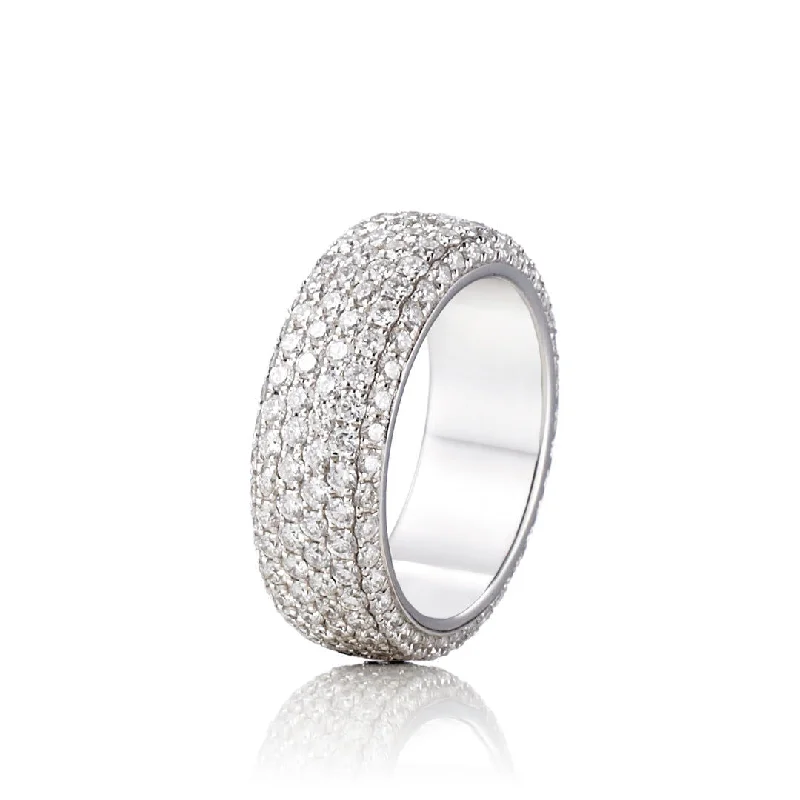 women’s small rings-Wide Pavé 18K Whitegold Ring w. Diamonds