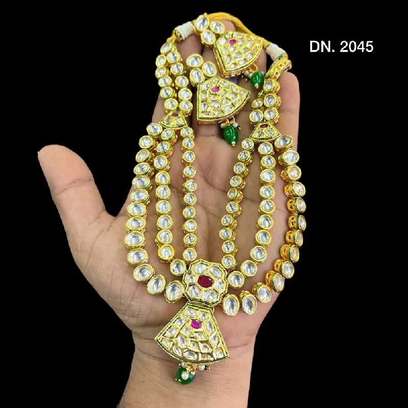 women’s luxury diamond necklaces-Manisha Jewellery Gold Plated Kundan Stone Necklace Set