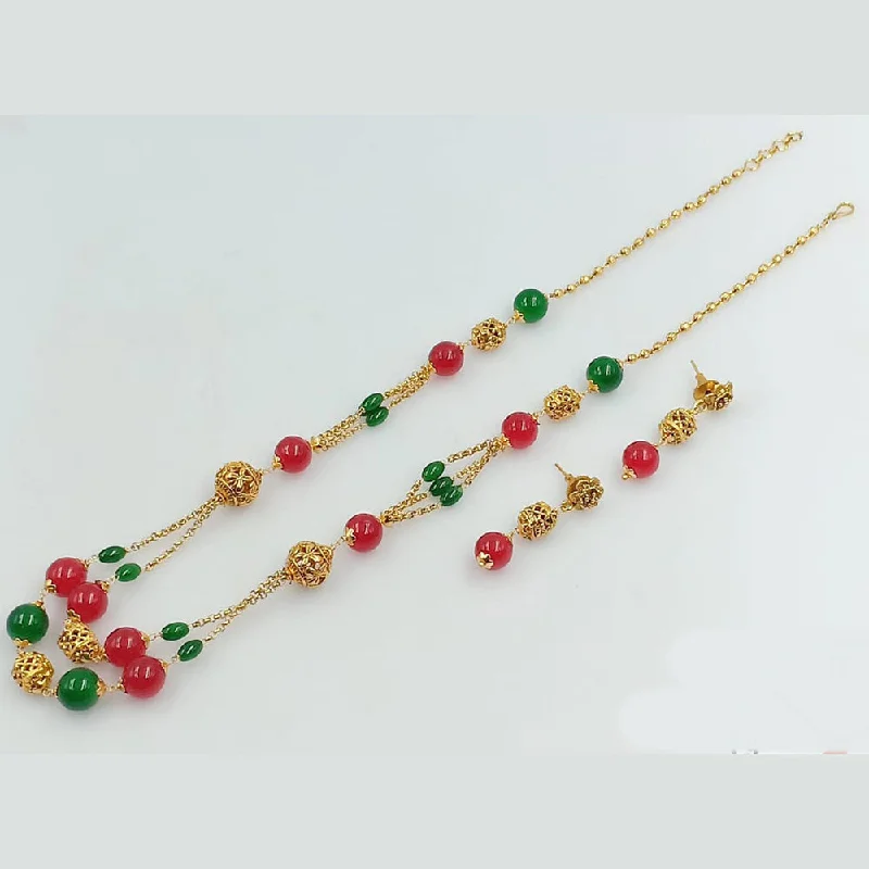 women’s sapphire necklaces-Manisha Jewellery Gold Plated Beads Necklace Set