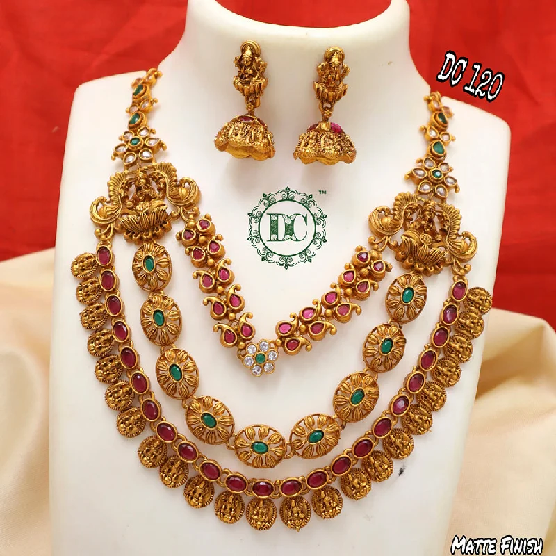 women’s ethnic necklaces-Diksha Collection Gold Plated Necklace Set