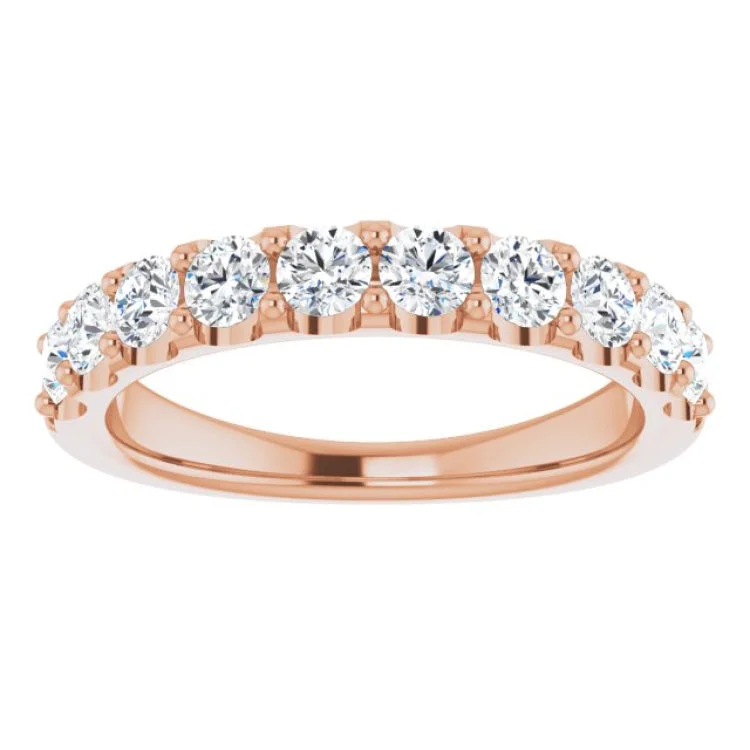 women’s open rings-14K Rose 9/10 CTW Natural Diamond Anniversary Band