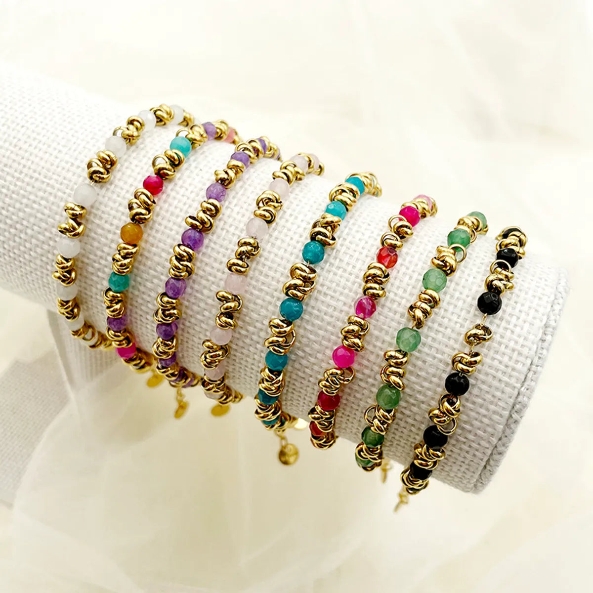 women’s diamond bangles-Retro Round Gold Plated Stainless Steel Wholesale Bracelets