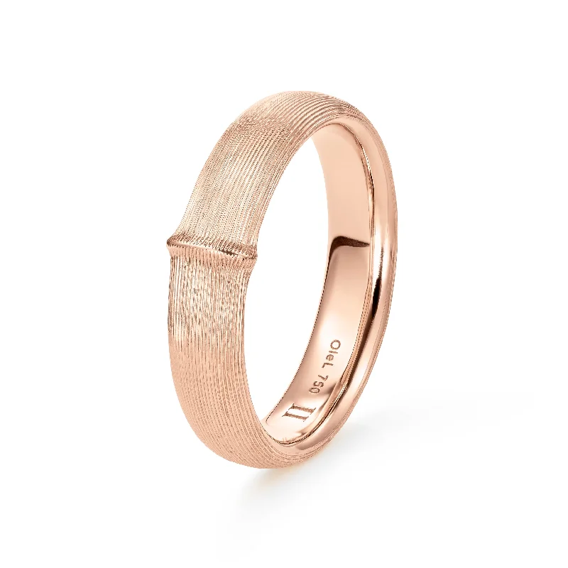 women’s high-end rings-Large Nature Mens 18K Rosegold Ring