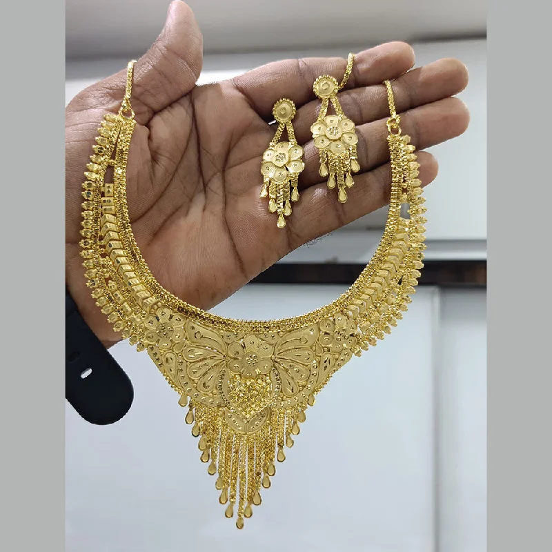 women’s unique pendant necklaces-Pari Art Jewellery Forming Gold Necklace Set