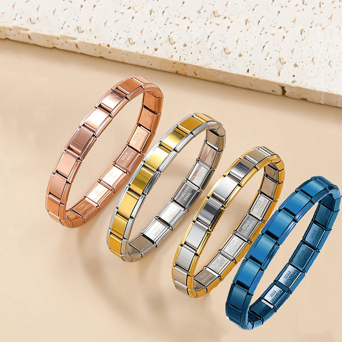 women’s bold bangles-Simple Style Classic Style Color Block 304 Stainless Steel Bracelets In Bulk