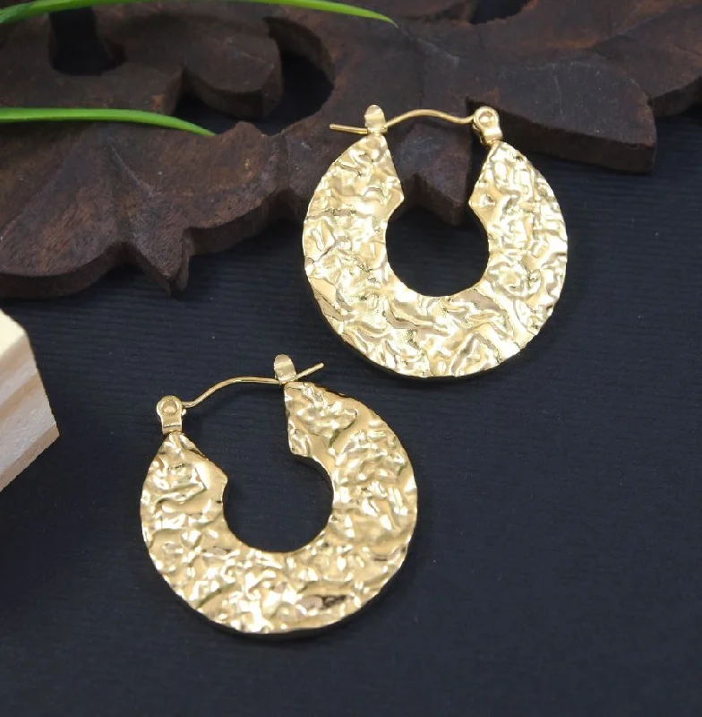 women’s designer earrings-Tarohi Jewels Stainless Steel Anti Tarnish Gold Plated Hoops Earring- STNER 5321