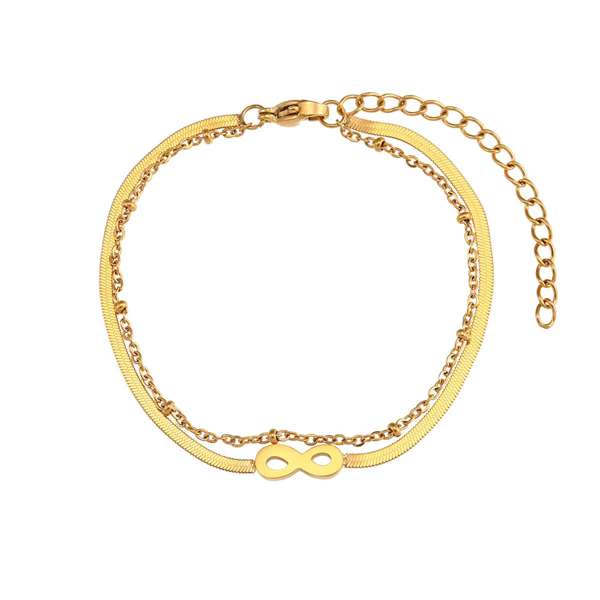 Beads Blade Chain Double-Layer Infinity Symbol Bracelet-Gold