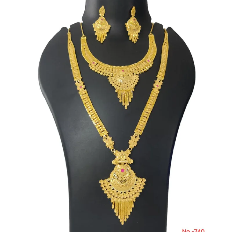 women’s bridal necklaces-Pari Art Jewellery Forming Gold Necklace Combo