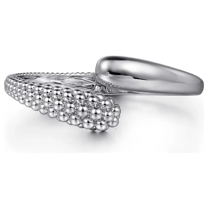 women’s chunky bracelets-Gabriel Sterling Silver Pave Bujukan Bypass Bangle