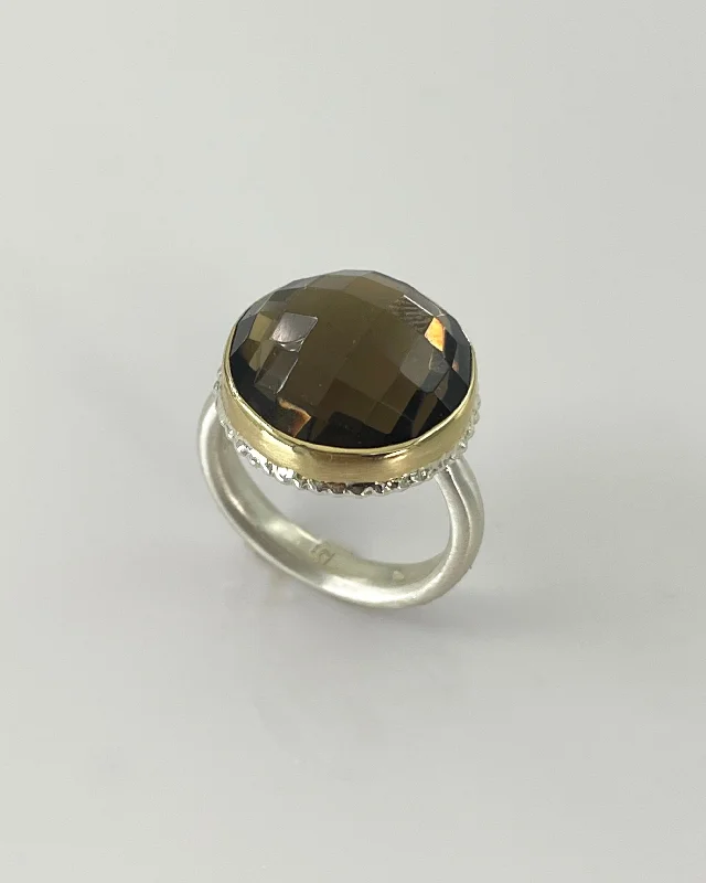 women’s engraved rings-Jamie Joseph Checkerboard Smoky Quartz Ring