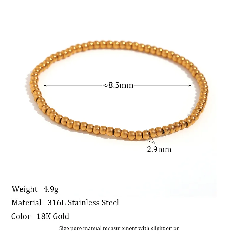 Elastic Bead Bracelet-Gold-3mm