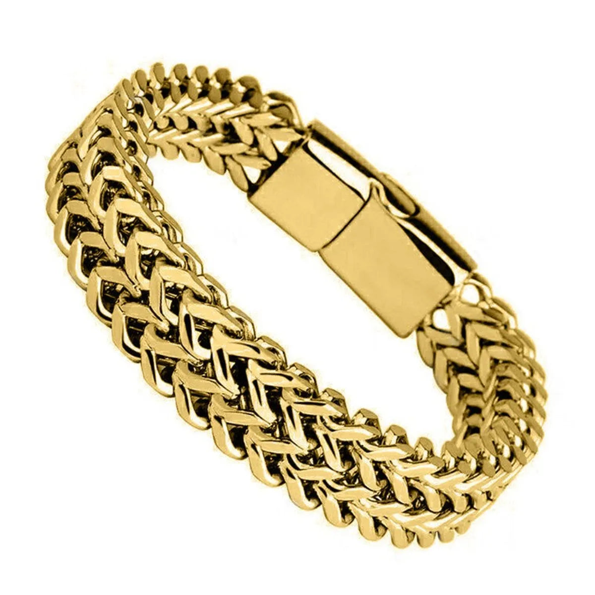 4*8mm-Gold-(Stainless Steel Bracelet Alloy Button)-22cm