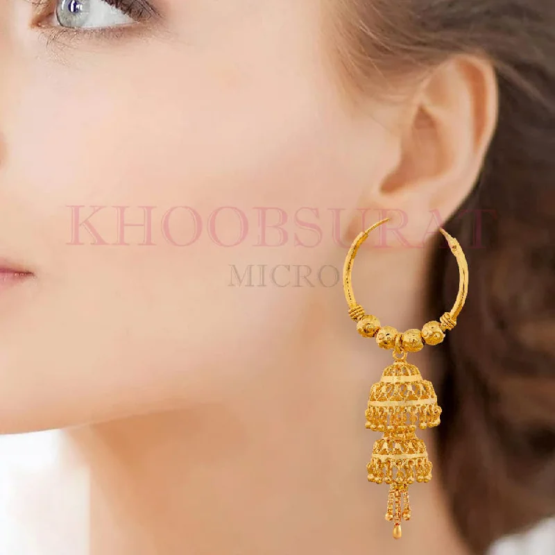 women’s square earrings-Dariyalal Sales Gold Plated Jhumki