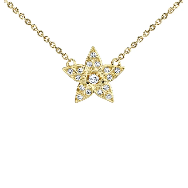 women’s vintage gemstone necklaces-Artisan Pave Diamond Single Lily Pendant Necklace