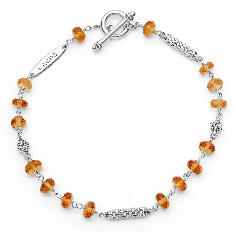 women’s luxurious bracelets-Lagos Sterling Silver Citrine Beaded Bracelet