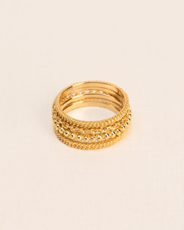 women’s open rings-Set of four stacked 'Chapters'  18K Gold Ring