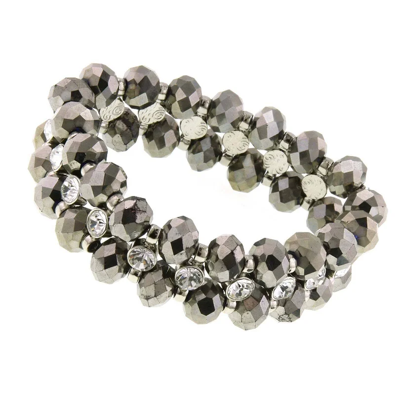 women’s stylish bangles-1928 Jewelry Hematite Crystal Stretch Bracelet