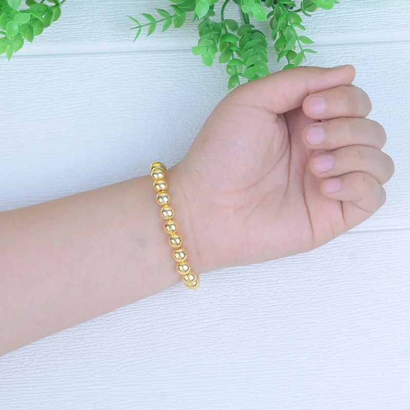 8mm round Beads Gold-Plated Bracelet