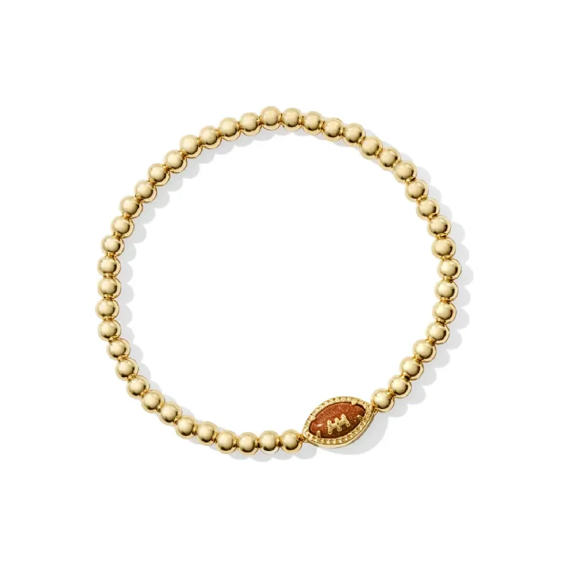 women’s sparkling bracelets-Kendra Scott Gold Football Stretch Bracelet in Orange Goldstone