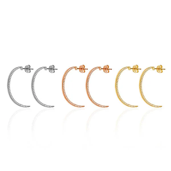 women’s creative earrings-Crescent Moon Hoops