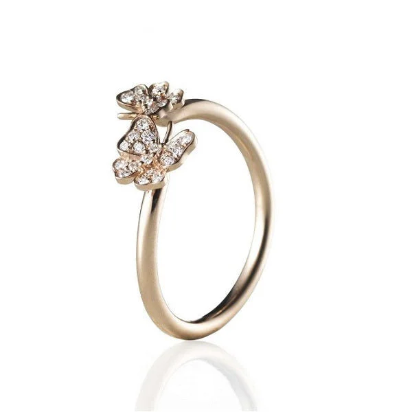 women’s vintage diamond rings-Siblings Fairytale 18K Gold, Rosegold or Whitegold Ring w. Diamonds