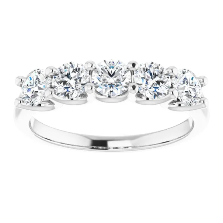 women’s vintage-inspired rings-Platinum 1 CTW Natural Diamond Anniversary Band