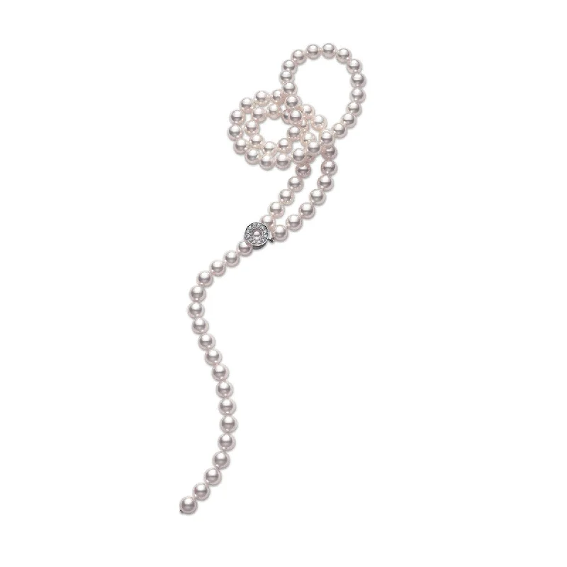 women’s elegant chain necklaces-Akoya Cultured Pearl Strand Lariat Necklace