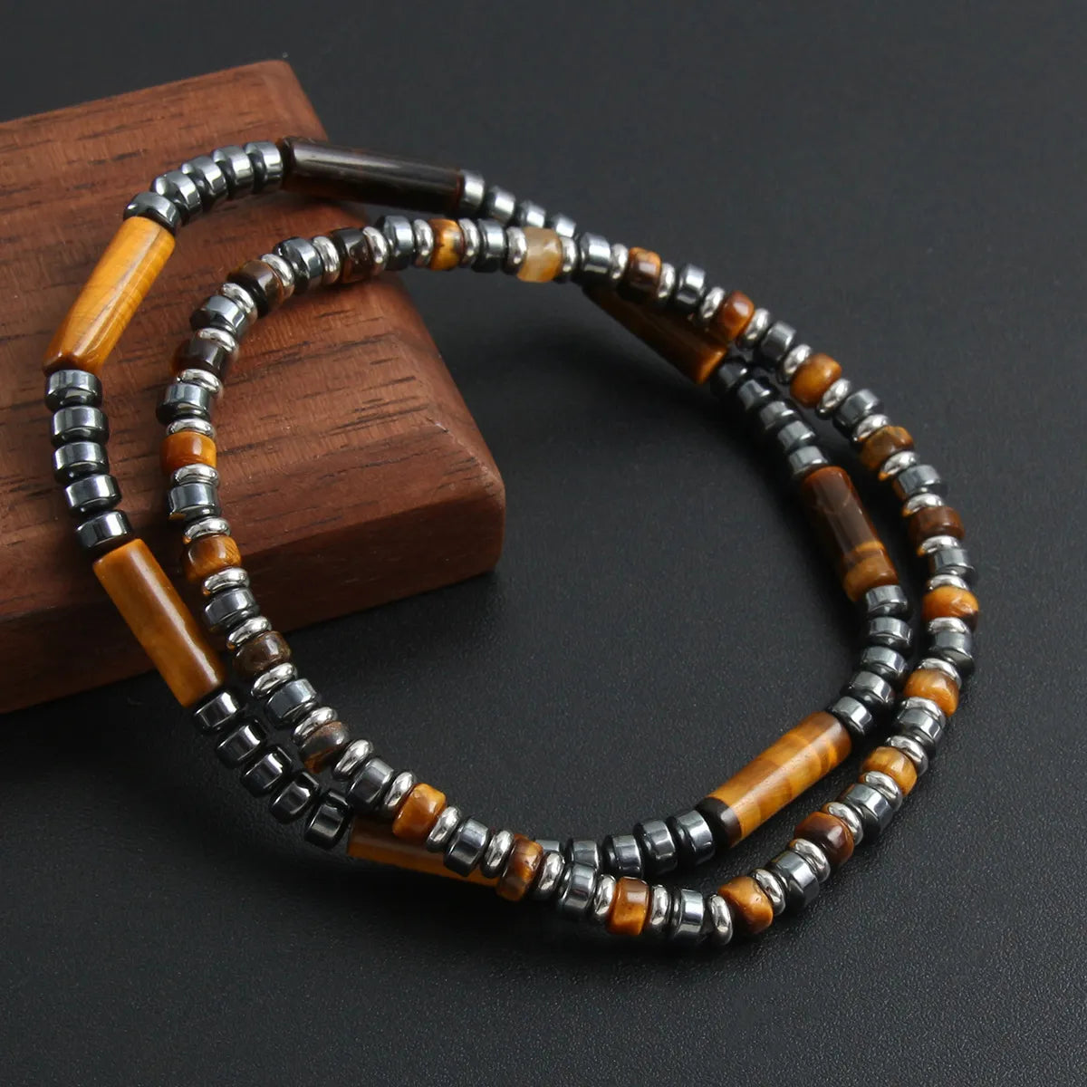 women’s friendship bangle bracelets-Casual Retro Geometric Natural Stone Tiger Eye Men'S Bracelets