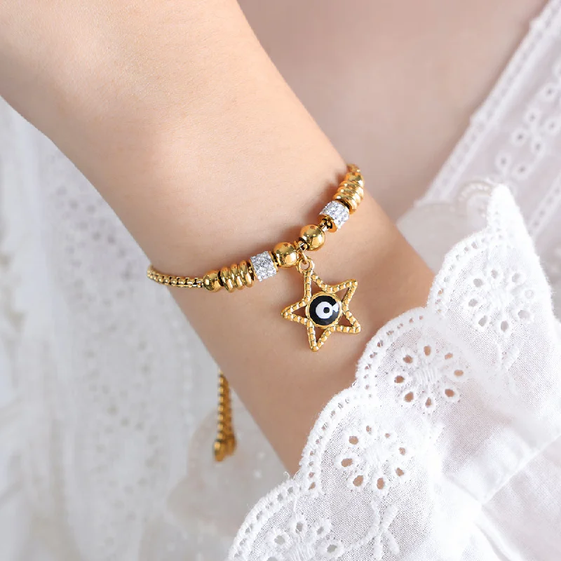 E455-Black Oil Dripping Gold Bracelet