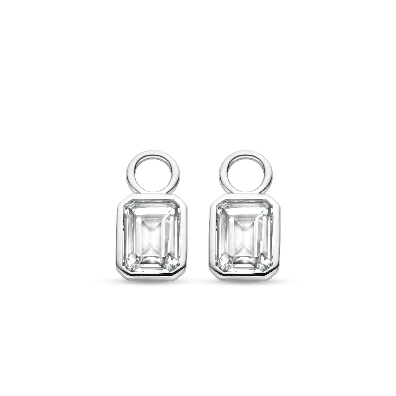 women’s creative earrings-Ti Sento Sterling Silver Ear Cubic Zirconia Charms