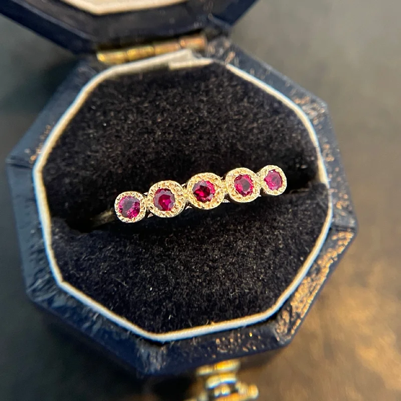 women’s fine rings-Five Ruby Ring