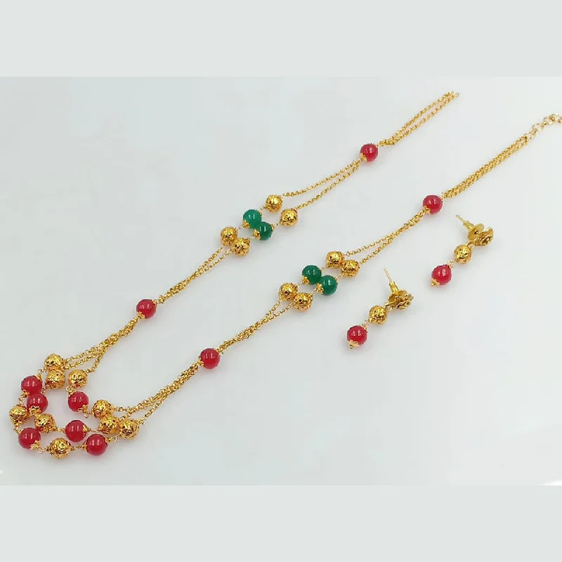 women’s fine necklaces-Manisha Jewellery Gold Plated Beads Necklace Set