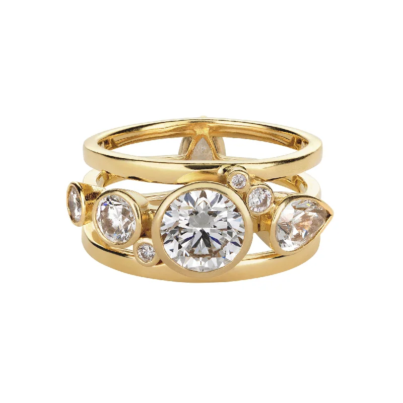 women’s stackable diamond rings-High Five 18K Gold Ring w. Diamonds