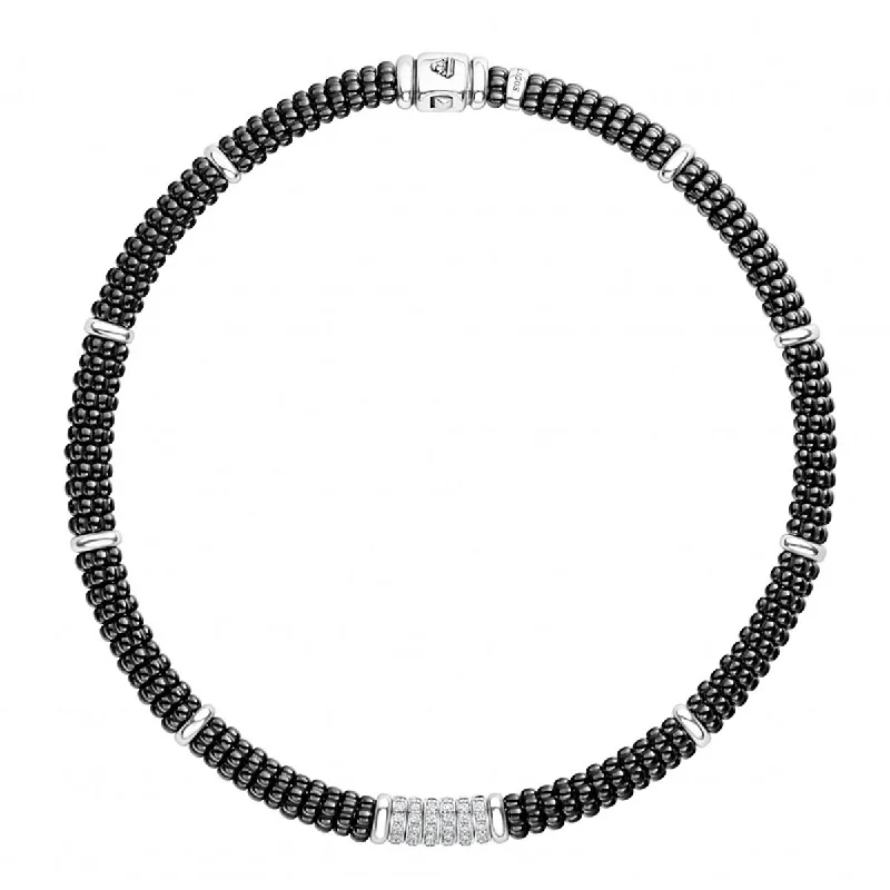 women’s pearl necklaces-Black Caviar Diamond Necklace